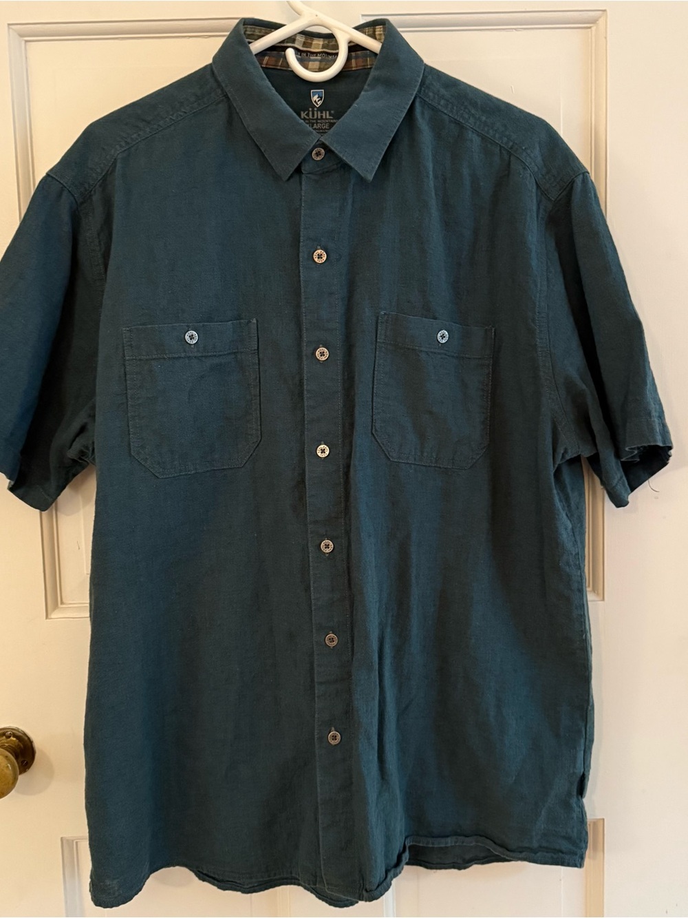 Kuhl Men's linen button-down Shirt, Hunter Green - size XL